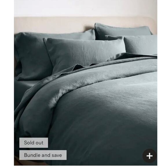 Quince European Linen Sham Set Standard 20X26 Ocean NWOT #32 - Picture 2 of 3